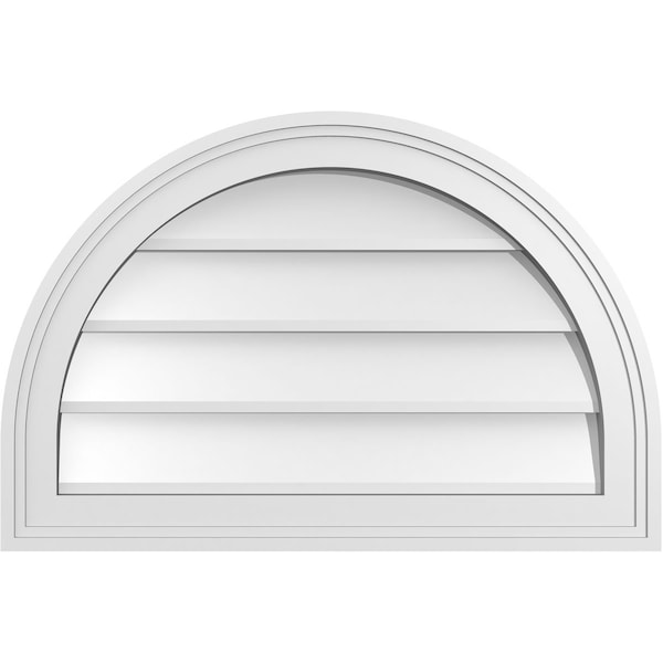 Ekena Millwork Round Top Surface Mount PVC Gable Vent w/ 2"W x 1-1/2"P Brickmould Frame, 24"W x 16"H GVPRT24X1602SN - main